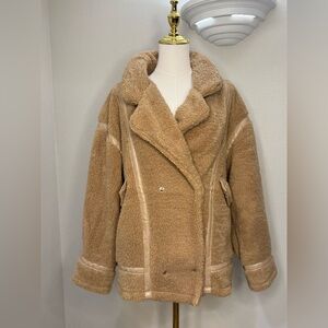 Katydid Women's Cozy Tan Teddy Jacket Size Large New with Tags